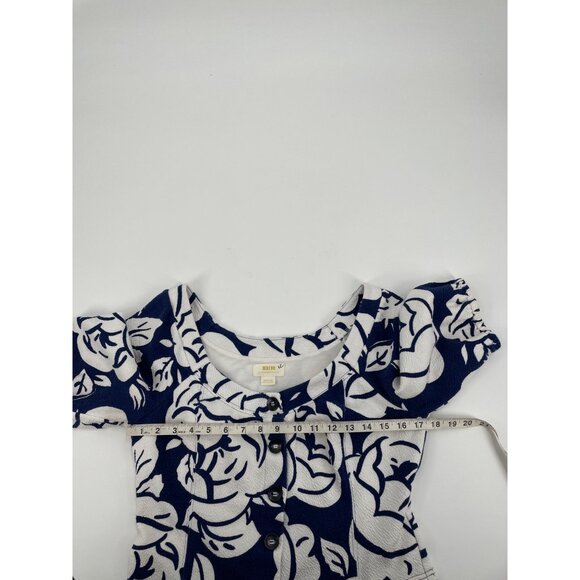 Anthropologie Maeve Amiens Blue Floral Midi Flared Skirt Top Set Womens Medium - Picture 9 of 12